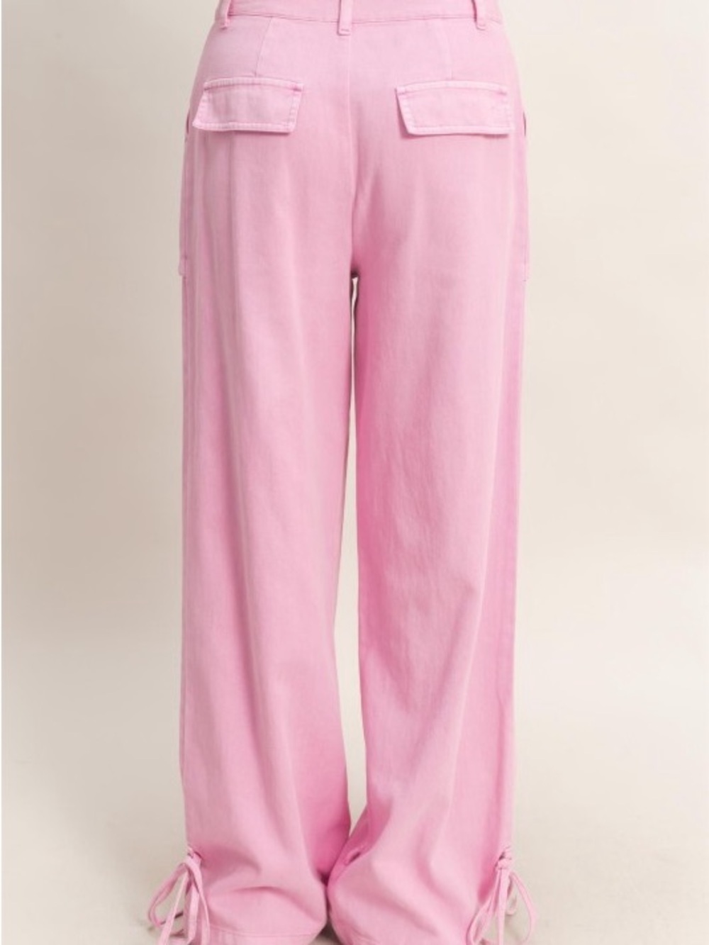 Wide-Leg Pink Cargo Pants - Women's Relaxed Fit Size Small - Picture 2 of 4